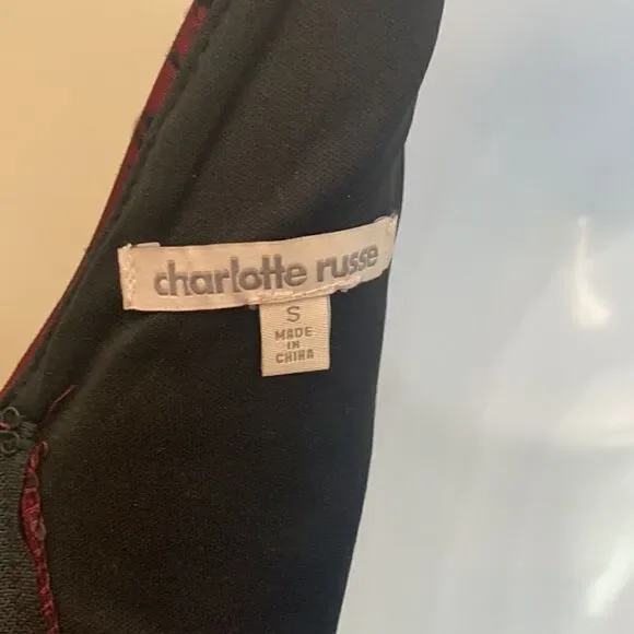 Charlotte Russe Small Cutouts Faux Black Burgundy Velvet Suede Short Sleeve - Picture 10 of 13